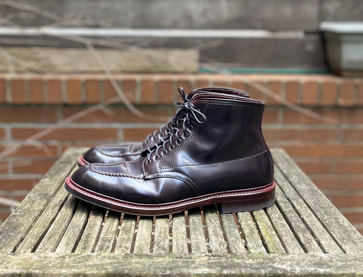 Photo by DesperadoUnderTheEaves on January 6, 2025 of the Alden Indy Boot in Horween Color 8 Shell Cordovan.