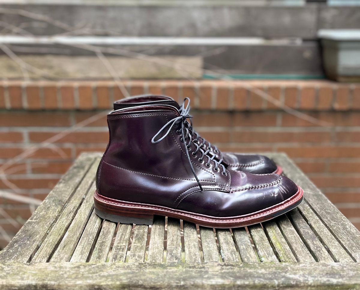 Photo by DesperadoUnderTheEaves on January 6, 2025 of the Alden Indy Boot in Horween Color 8 Shell Cordovan.