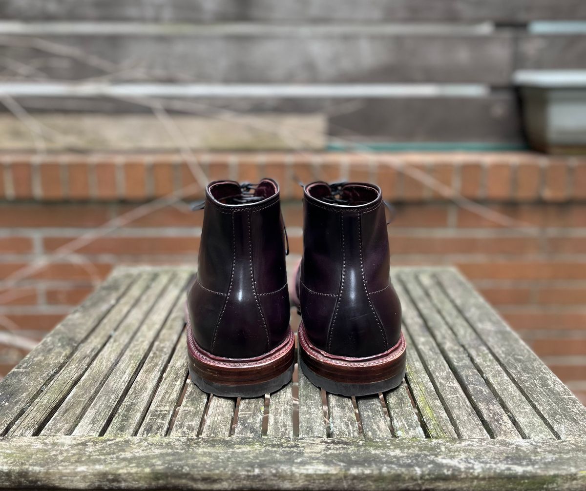 Photo by DesperadoUnderTheEaves on February 2, 2025 of the Alden Indy Boot in Horween Color 8 Shell Cordovan.