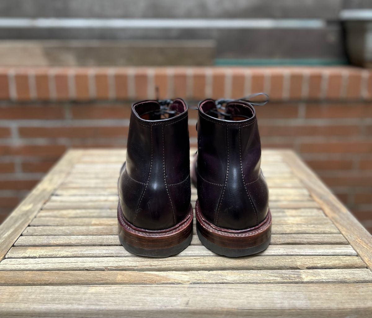 Photo by DesperadoUnderTheEaves on March 5, 2025 of the Alden Indy Boot in Horween Color 8 Shell Cordovan.