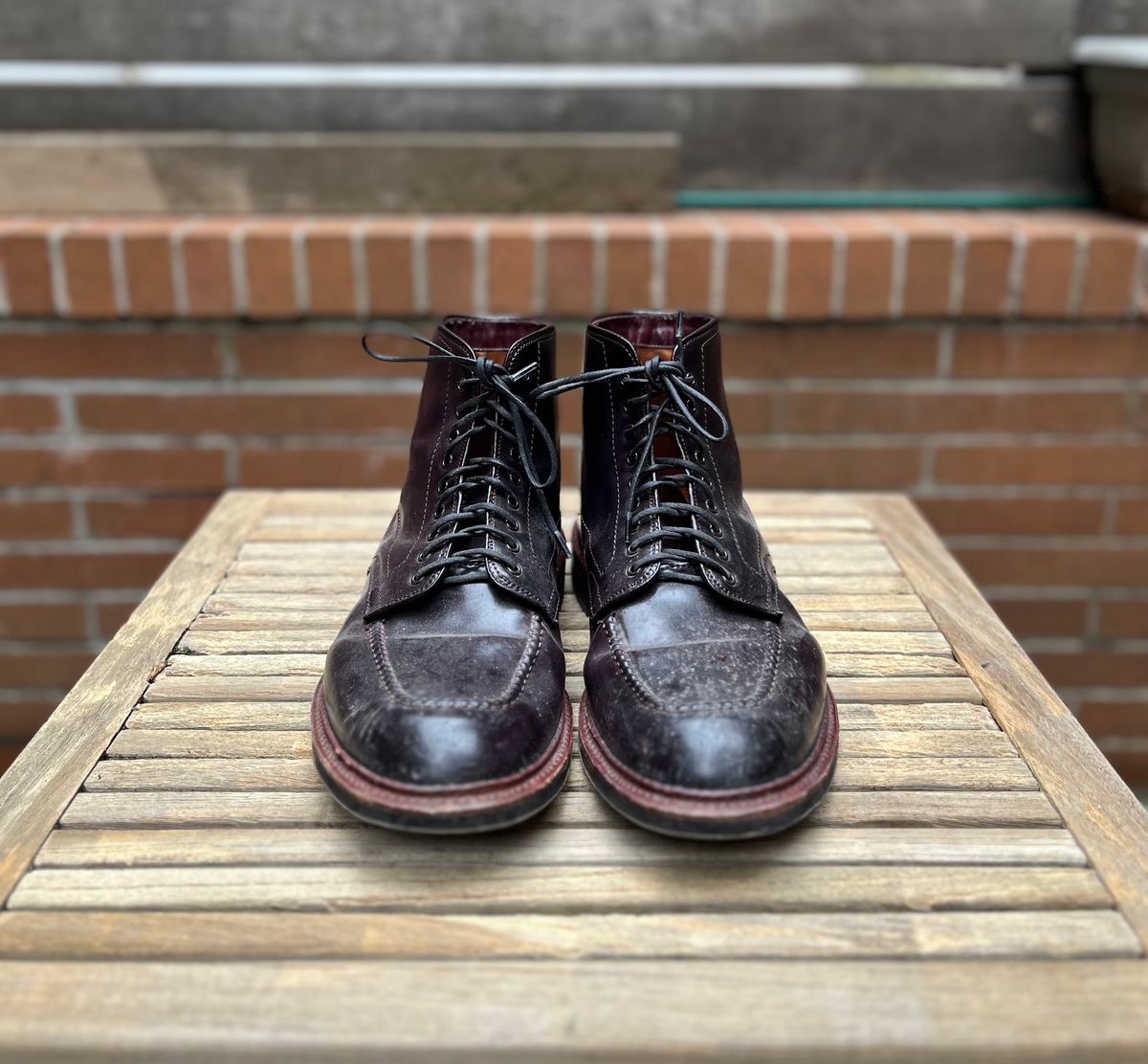 Photo by DesperadoUnderTheEaves on March 5, 2025 of the Alden Indy Boot in Horween Color 8 Shell Cordovan.