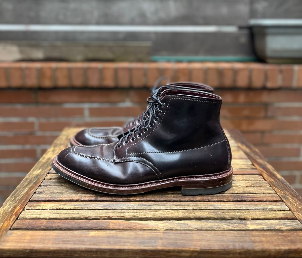 Photo by DesperadoUnderTheEaves on April 5, 2025 of the Alden Indy Boot in Horween Color 8 Shell Cordovan.