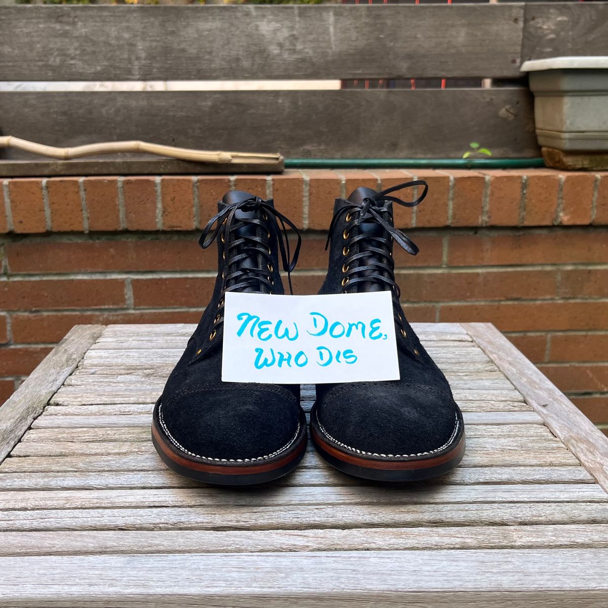 Photo by DesperadoUnderTheEaves on October 3, 2025 of the Iron Boots x Østmo Type 1 in Seidel Black Oil Tan Roughout.