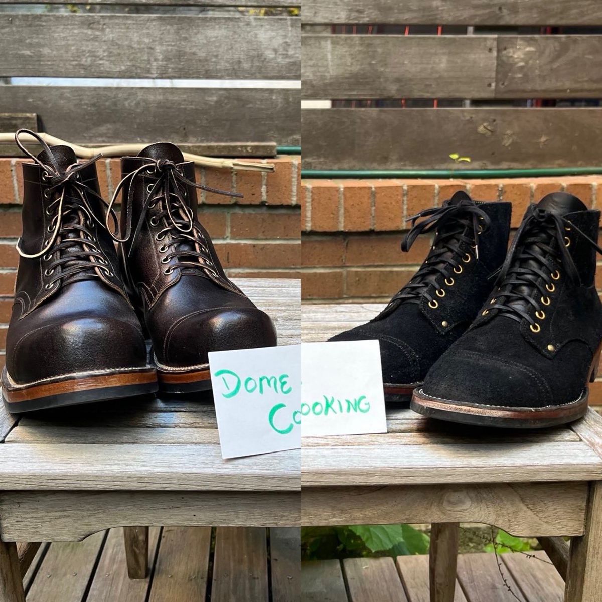 Photo by DesperadoUnderTheEaves on November 6, 2025 of the Iron Boots x Østmo Type 1 in Seidel Black Oil Tan Roughout.