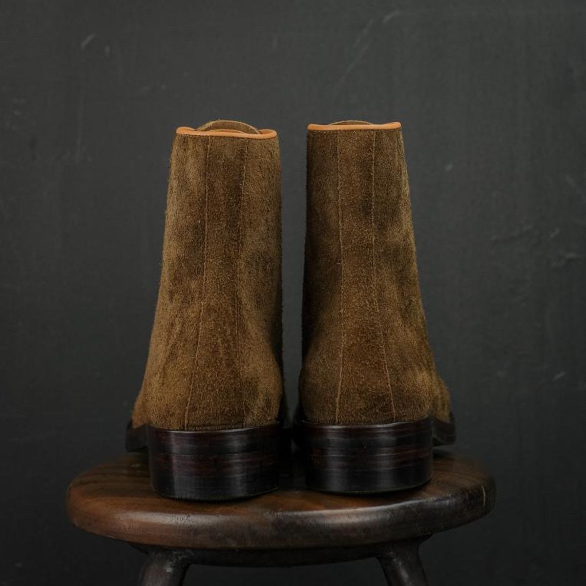 Photo by QuietRyter on November 1, 2023 of the Briselblack The Buck Wholecut Lace to Toe in C.F. Stead Polo Brown Janus Calf Suede.
