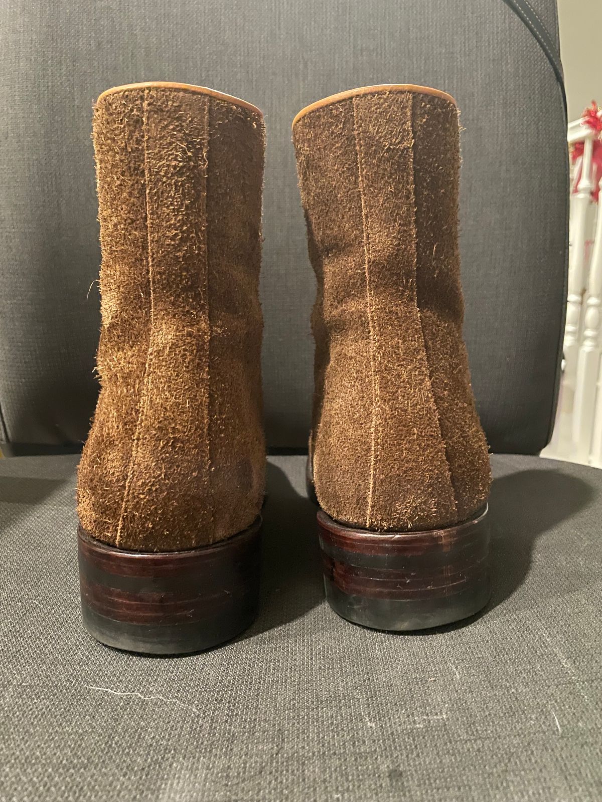 Photo by QuietRyter on December 5, 2023 of the Briselblack The Buck Wholecut Lace to Toe in C.F. Stead Polo Brown Janus Calf Suede.
