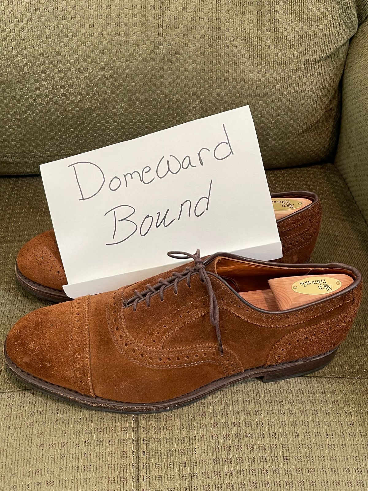 Photo by QuietRyter on October 1, 2023 of the Allen Edmonds Strand in Snuff Brown Suede.