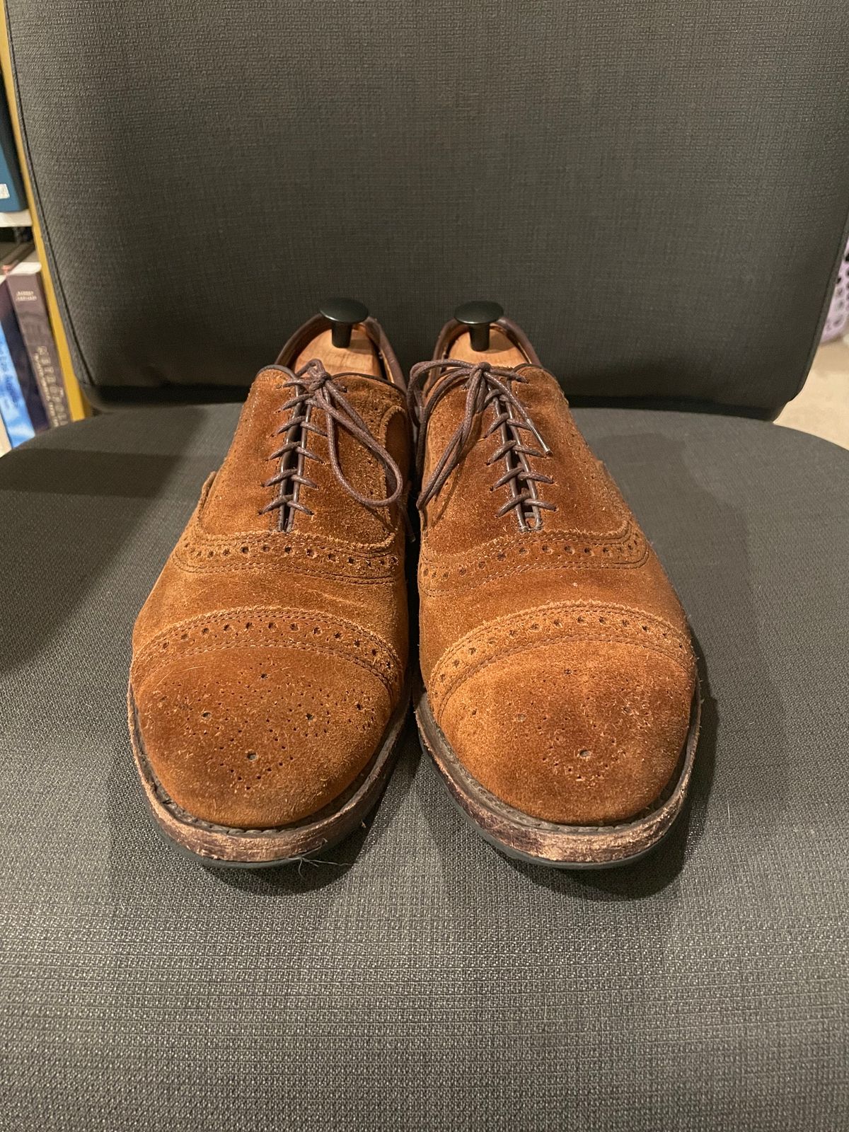 Photo by QuietRyter on December 5, 2023 of the Allen Edmonds Strand in Snuff Brown Suede.