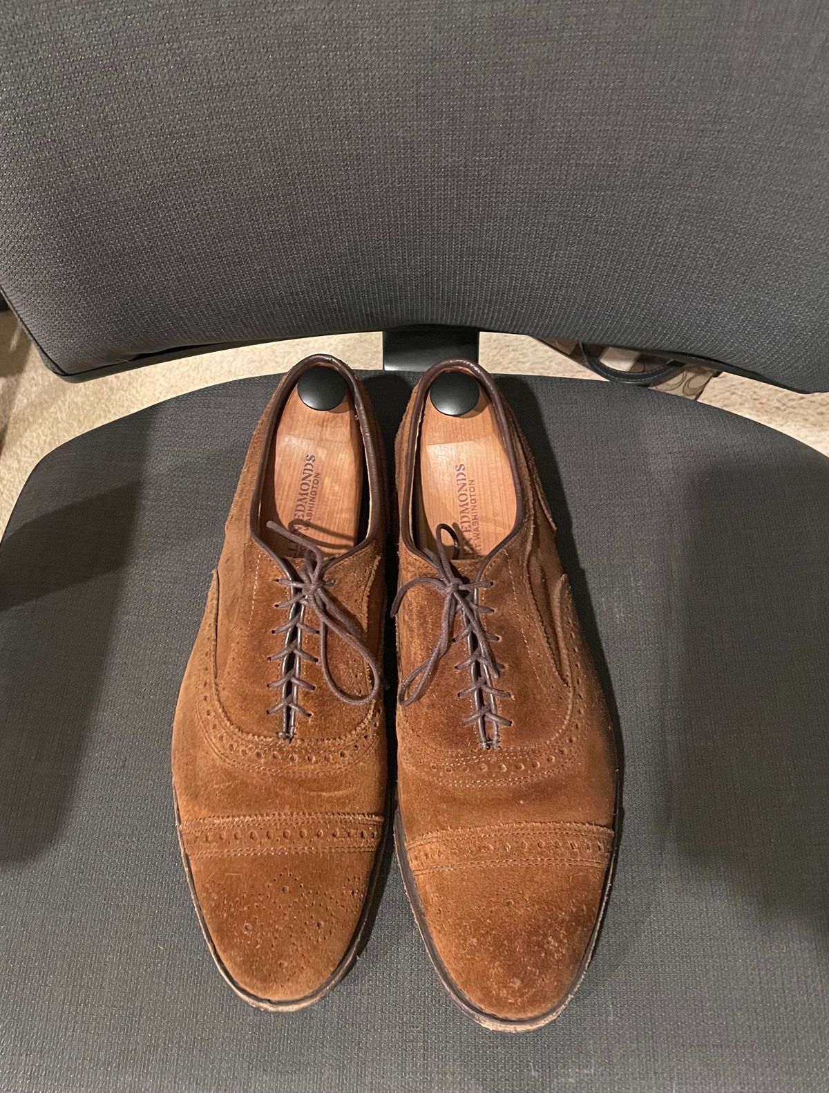 Photo by QuietRyter on December 5, 2023 of the Allen Edmonds Strand in Snuff Brown Suede.