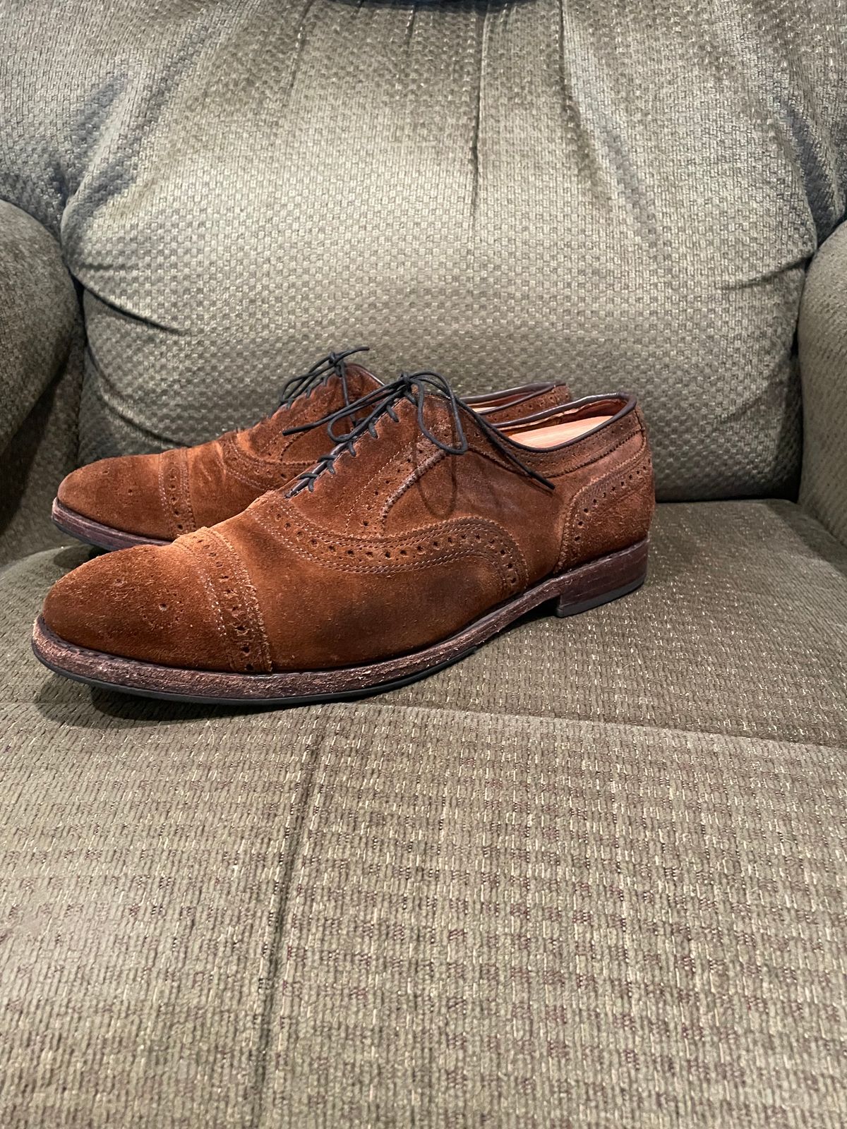 Photo by QuietRyter on February 6, 2024 of the Allen Edmonds Strand in Snuff Brown Suede.