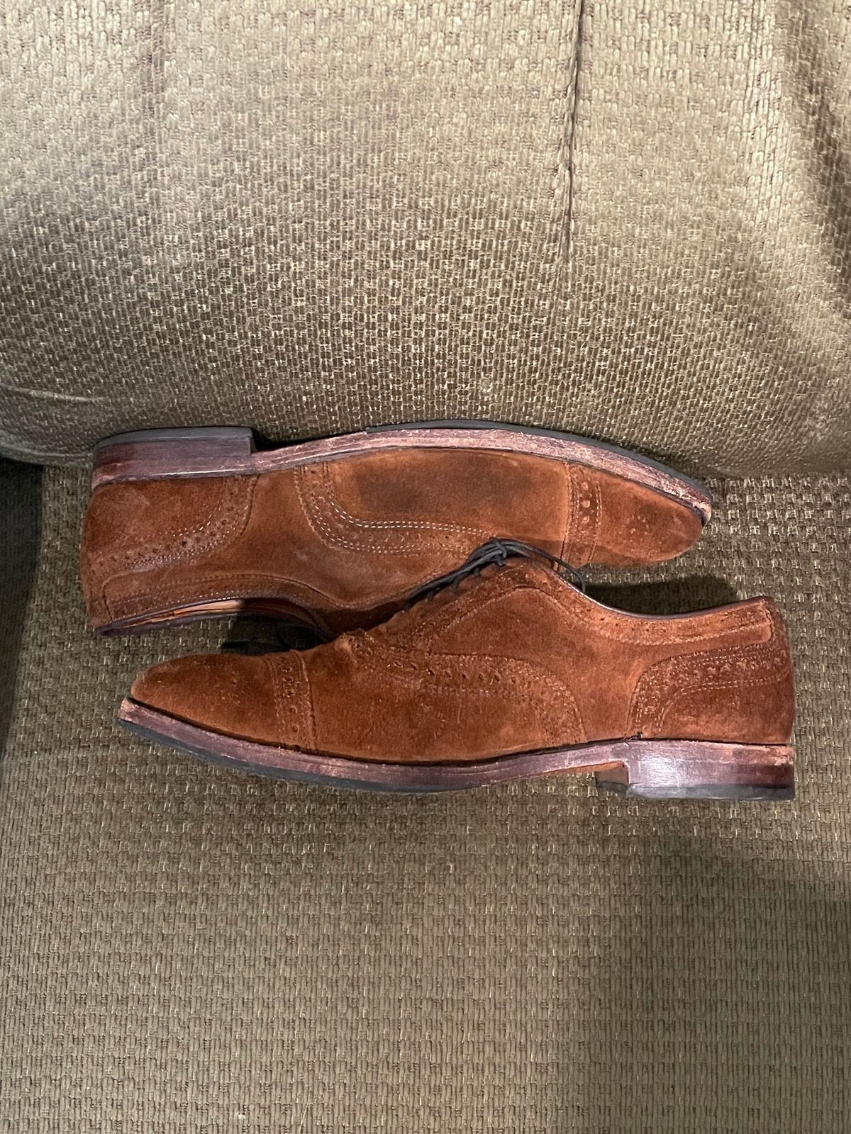 Photo by QuietRyter on February 6, 2024 of the Allen Edmonds Strand in Snuff Brown Suede.