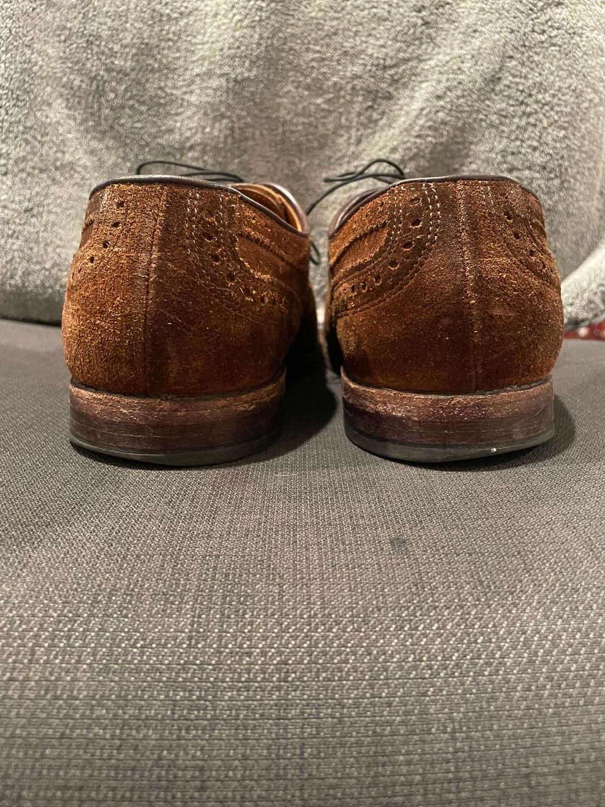Photo by QuietRyter on March 6, 2024 of the Allen Edmonds Strand in Snuff Brown Suede.