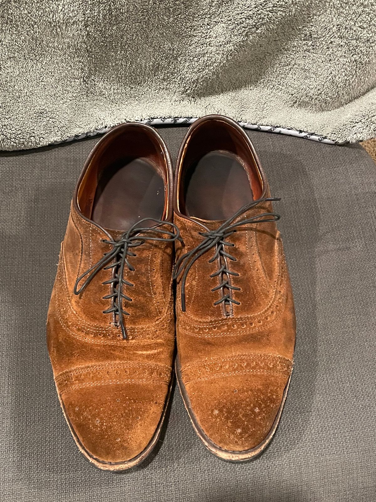 Photo by QuietRyter on March 6, 2024 of the Allen Edmonds Strand in Snuff Brown Suede.