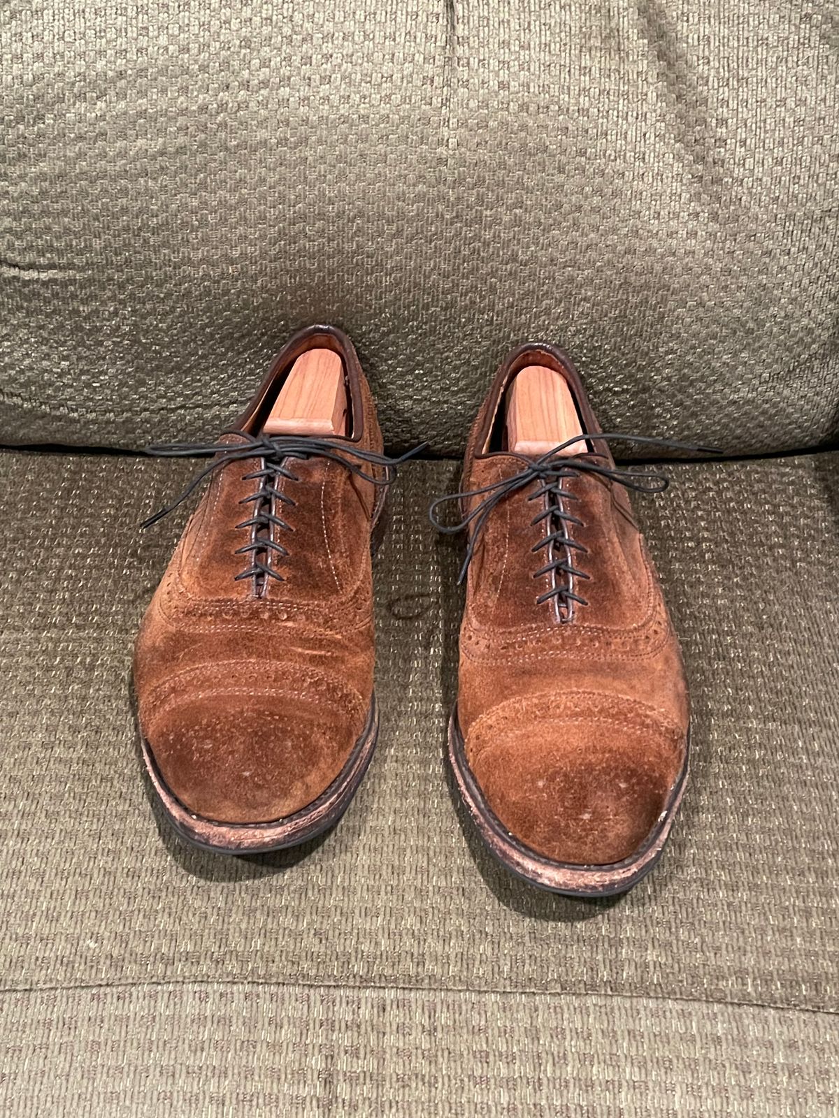 Photo by QuietRyter on April 6, 2024 of the Allen Edmonds Strand in Snuff Brown Suede.