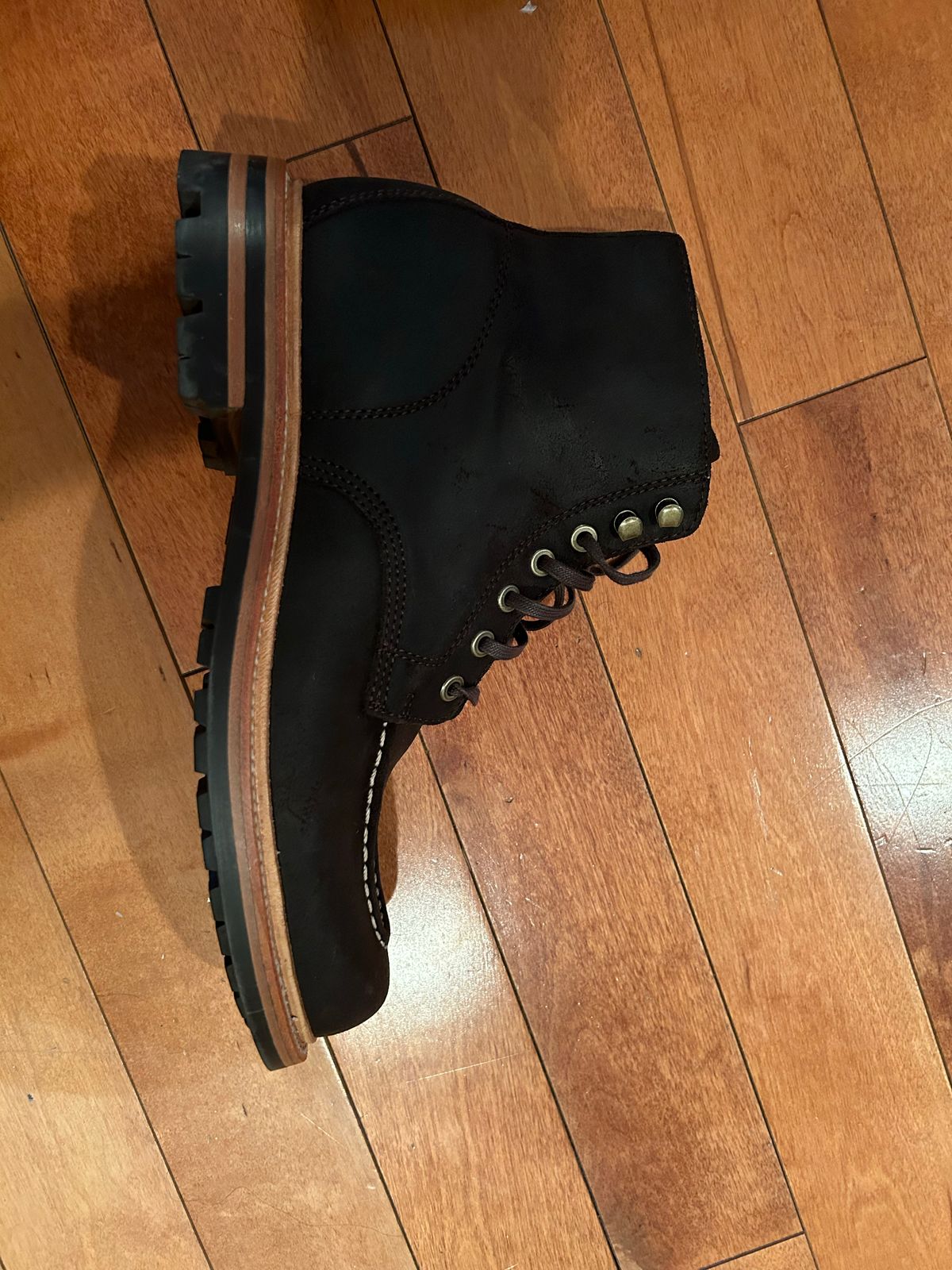 Photo by Paul_East on November 2, 2022 of the Grant Stone Brass Boot in C.F. Stead Earth Waxy Commander Suede.