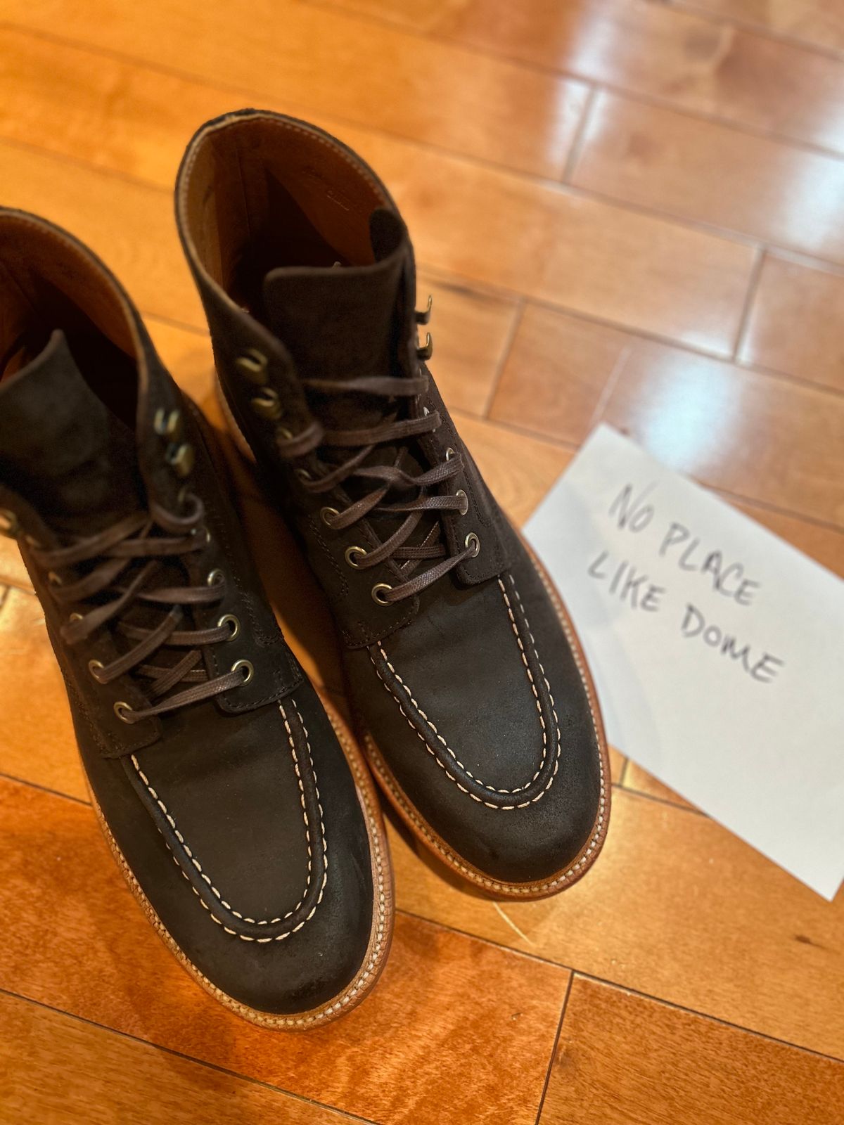 Photo by Paul_East on November 3, 2022 of the Grant Stone Brass Boot in C.F. Stead Earth Waxy Commander Suede.