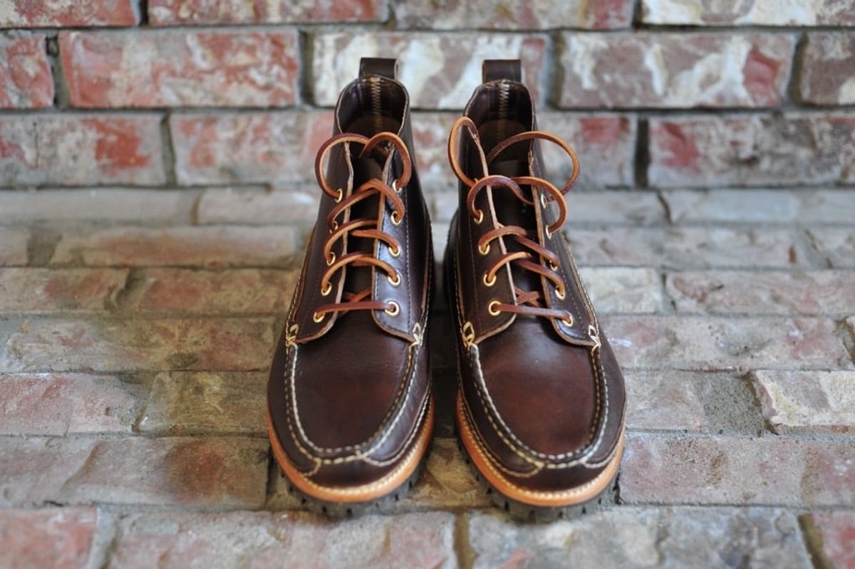 Photo by Shawn on October 4, 2023 of the Oak Street Bootmakers Camp Boot in Horween Brown Chromexcel.
