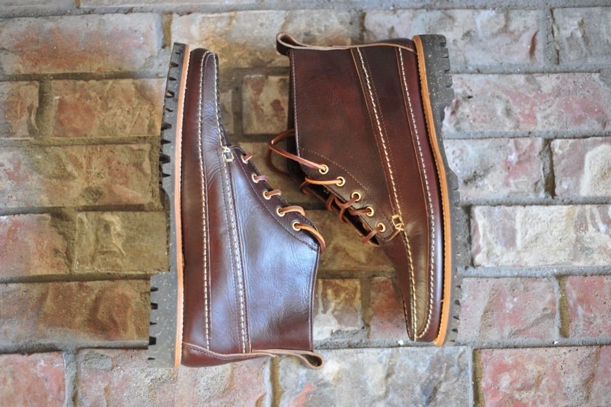 Photo by Shawn on October 4, 2023 of the Oak Street Bootmakers Camp Boot in Horween Brown Chromexcel.