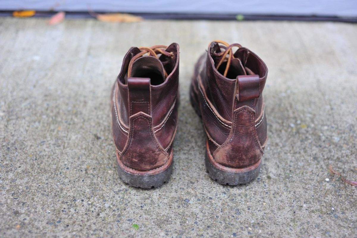 Photo by Shawn on November 6, 2023 of the Oak Street Bootmakers Camp Boot in Horween Brown Chromexcel.