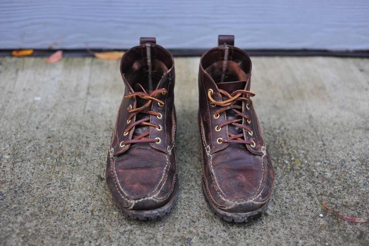Photo by Shawn on November 6, 2023 of the Oak Street Bootmakers Camp Boot in Horween Brown Chromexcel.