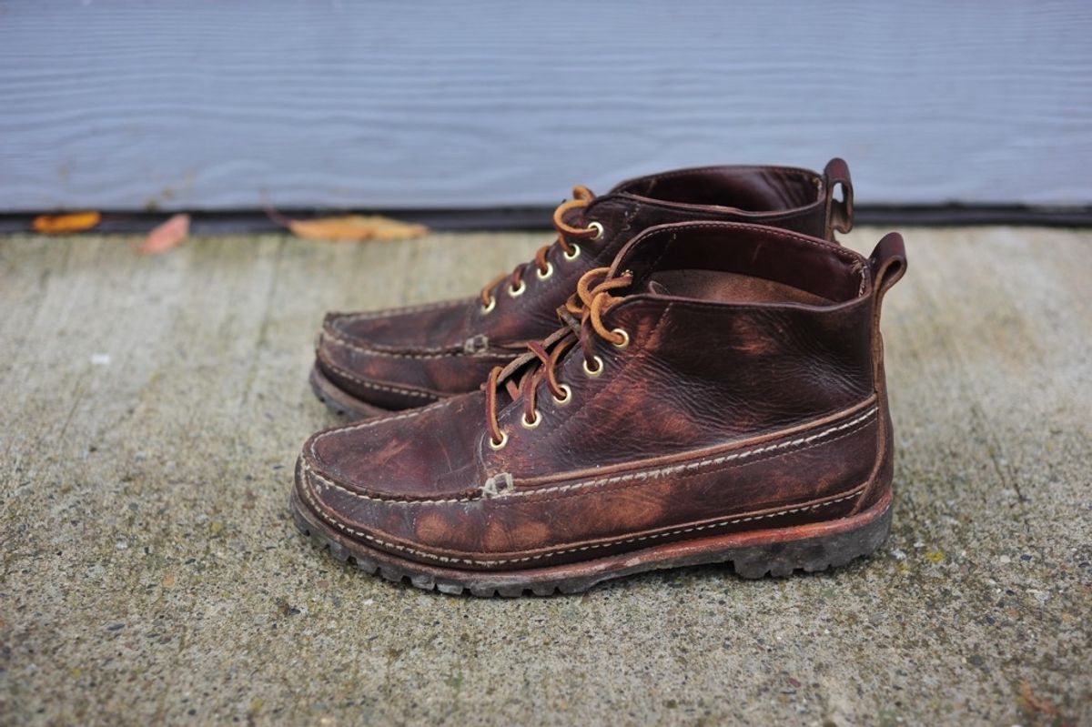 Photo by Shawn on November 6, 2023 of the Oak Street Bootmakers Camp Boot in Horween Brown Chromexcel.