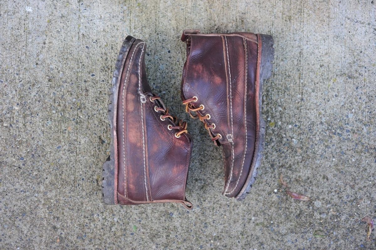 Photo by Shawn on November 6, 2023 of the Oak Street Bootmakers Camp Boot in Horween Brown Chromexcel.