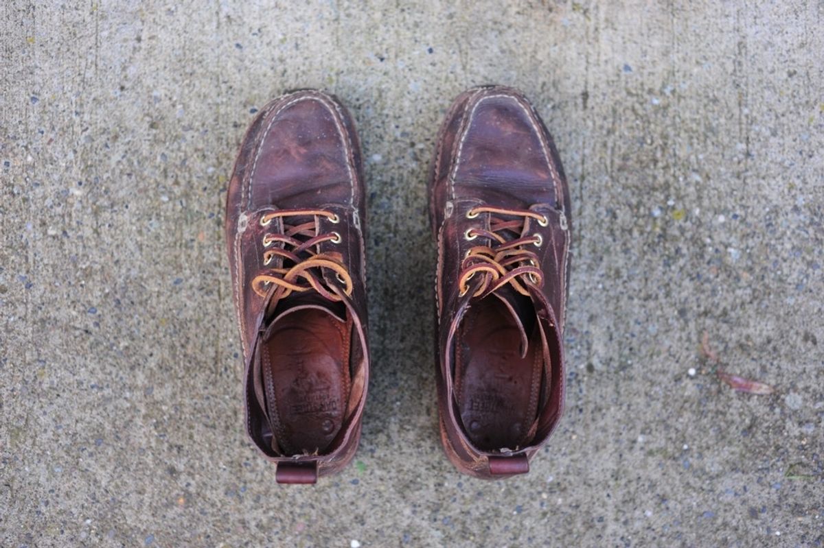 Photo by Shawn on November 6, 2023 of the Oak Street Bootmakers Camp Boot in Horween Brown Chromexcel.