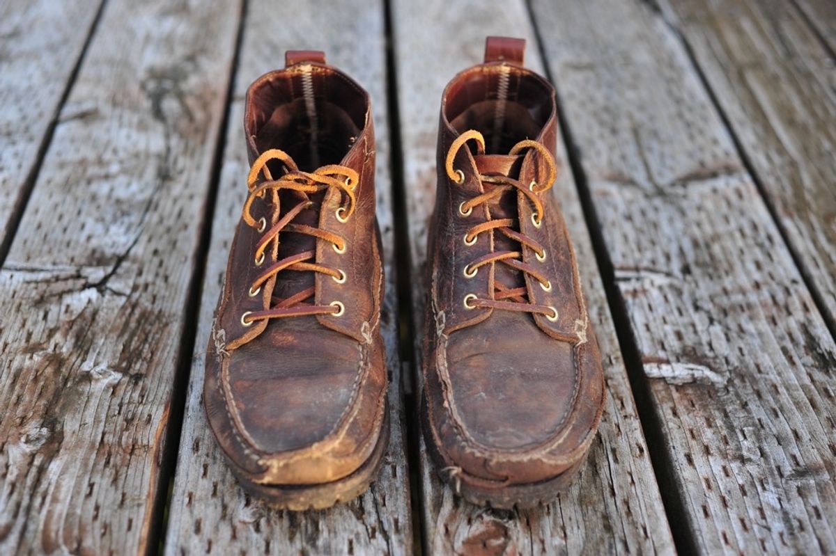 Photo by Shawn on December 4, 2023 of the Oak Street Bootmakers Camp Boot in Horween Brown Chromexcel.
