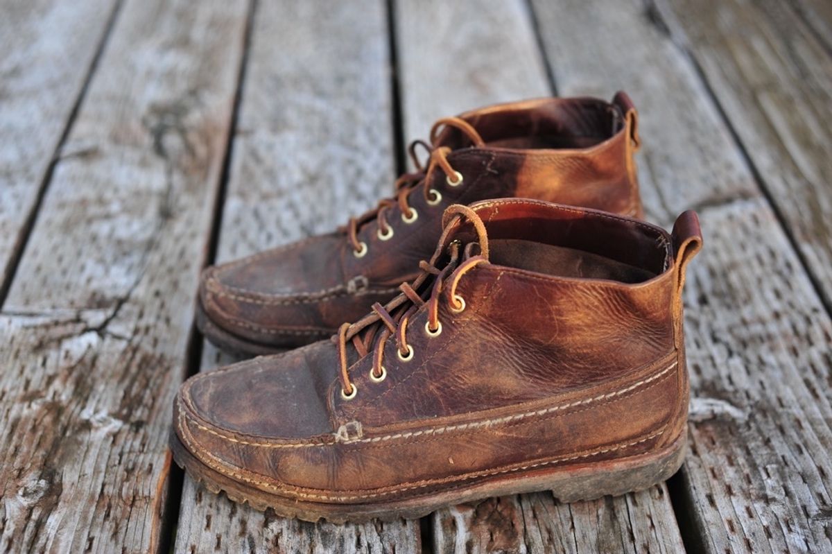 Photo by Shawn on December 4, 2023 of the Oak Street Bootmakers Camp Boot in Horween Brown Chromexcel.
