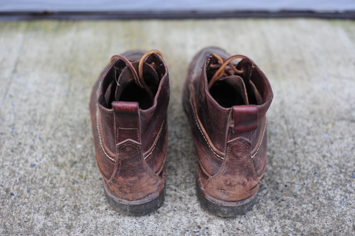 Photo by Shawn on January 5, 2024 of the Oak Street Bootmakers Camp Boot in Horween Brown Chromexcel.