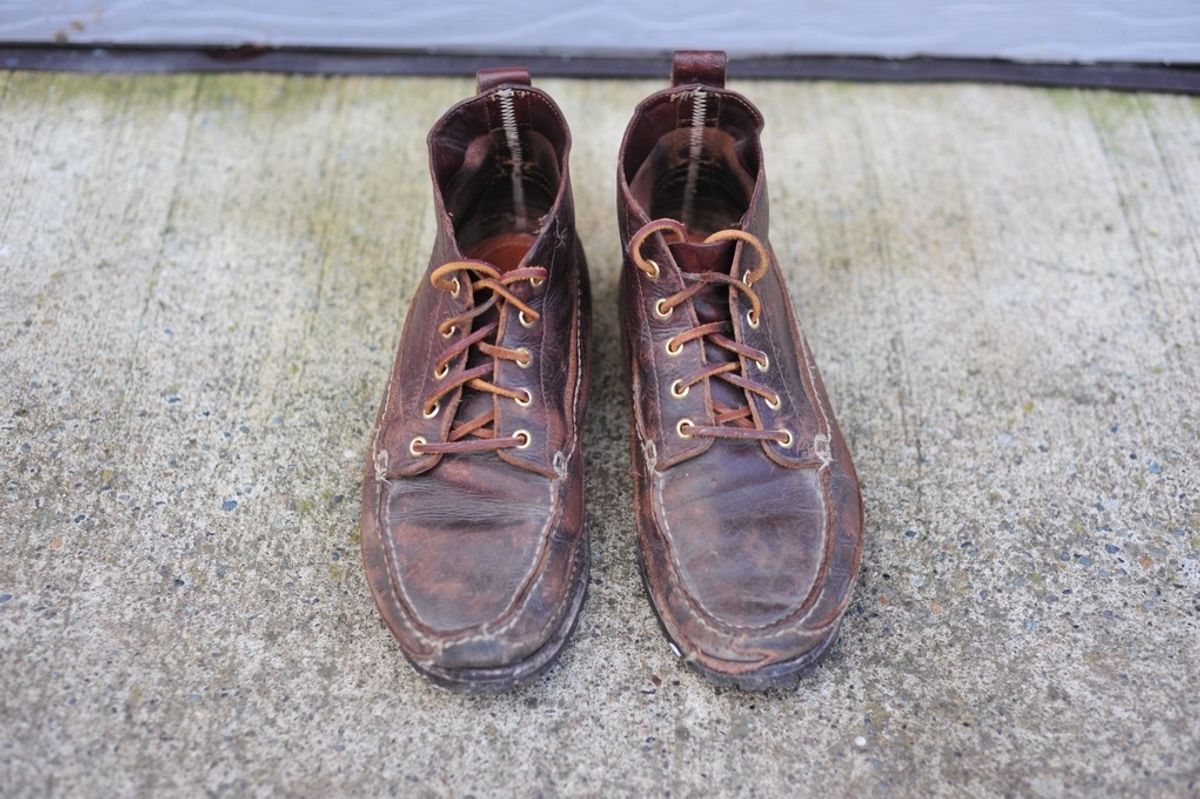 Photo by Shawn on January 5, 2024 of the Oak Street Bootmakers Camp Boot in Horween Brown Chromexcel.