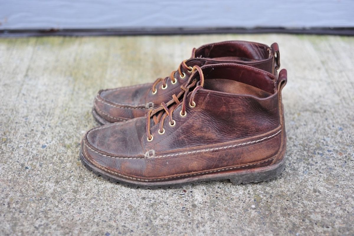 Photo by Shawn on January 5, 2024 of the Oak Street Bootmakers Camp Boot in Horween Brown Chromexcel.