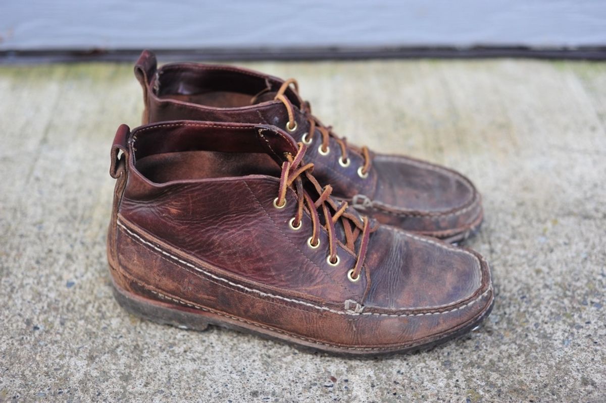Photo by Shawn on January 5, 2024 of the Oak Street Bootmakers Camp Boot in Horween Brown Chromexcel.
