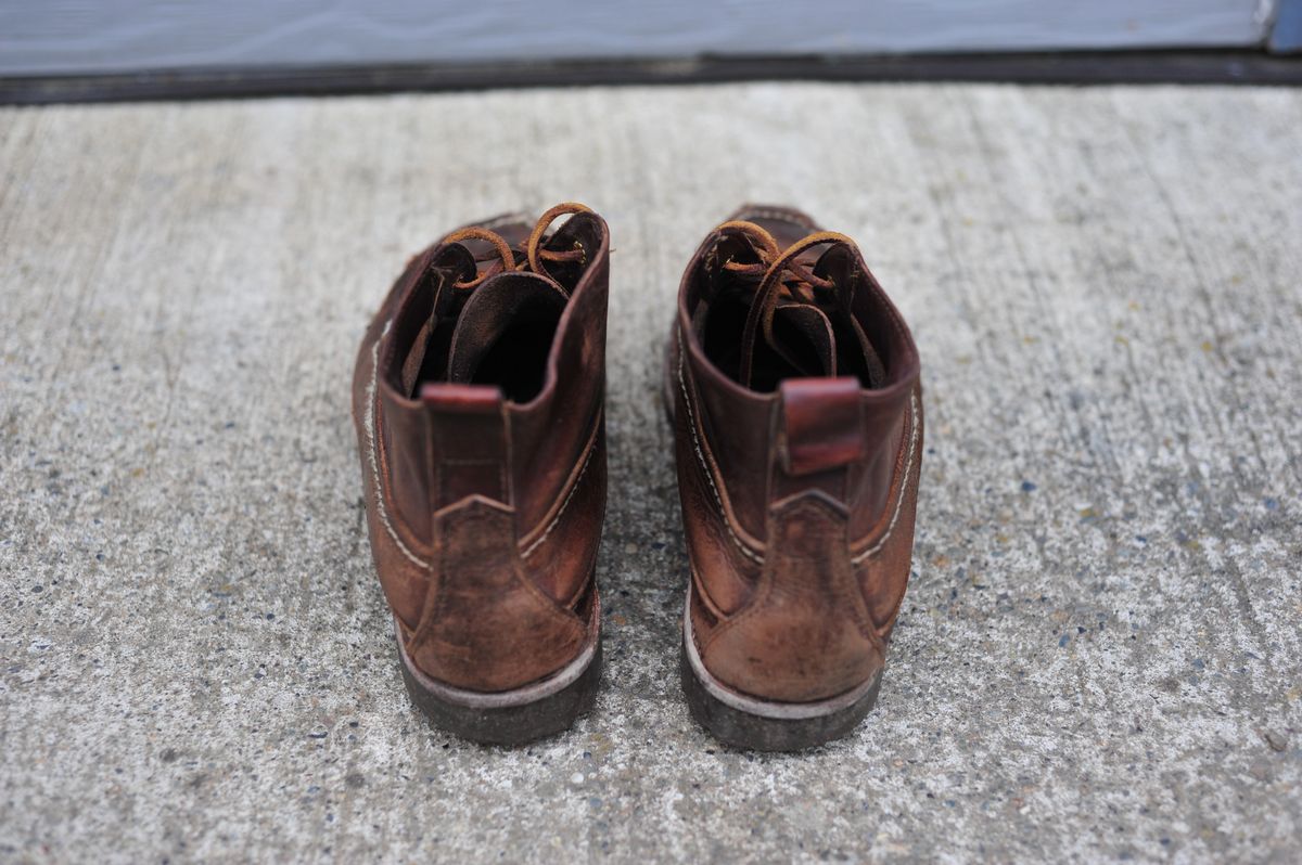 Photo by Shawn on April 6, 2024 of the Oak Street Bootmakers Camp Boot in Horween Brown Chromexcel.