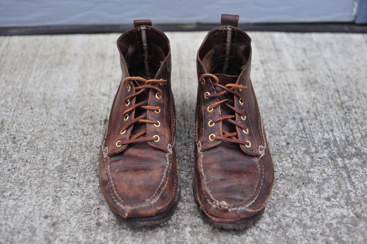 Photo by Shawn on April 6, 2024 of the Oak Street Bootmakers Camp Boot in Horween Brown Chromexcel.