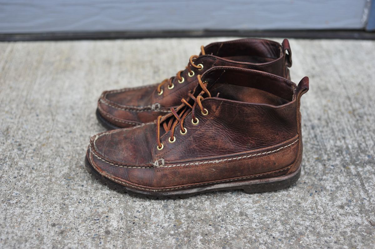 Photo by Shawn on April 6, 2024 of the Oak Street Bootmakers Camp Boot in Horween Brown Chromexcel.
