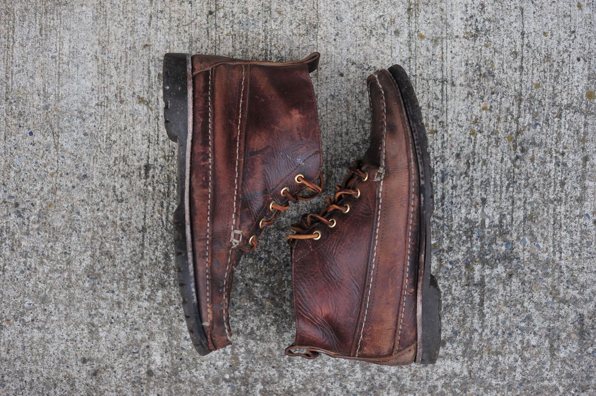 Photo by Shawn on April 6, 2024 of the Oak Street Bootmakers Camp Boot in Horween Brown Chromexcel.