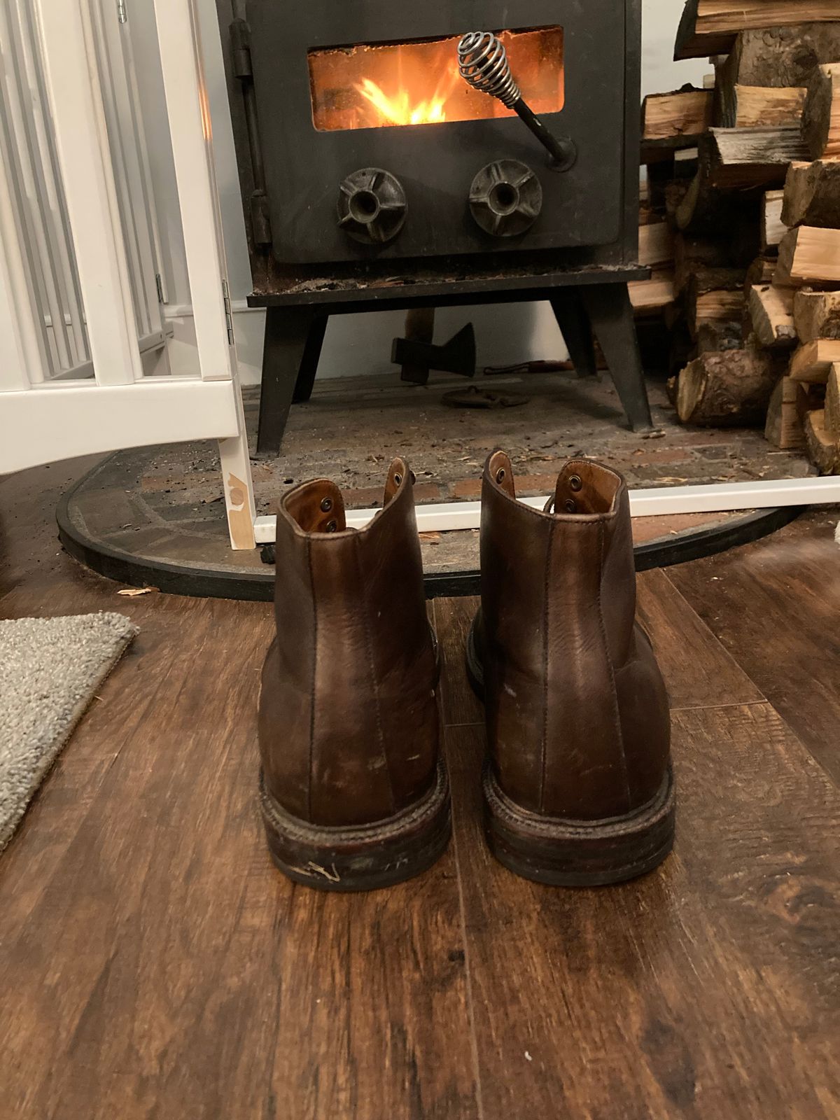 Photo by Shawn on November 10, 2022 of the Grant Stone Cap Toe Boot in D'Annonay Choco Rusticalf.