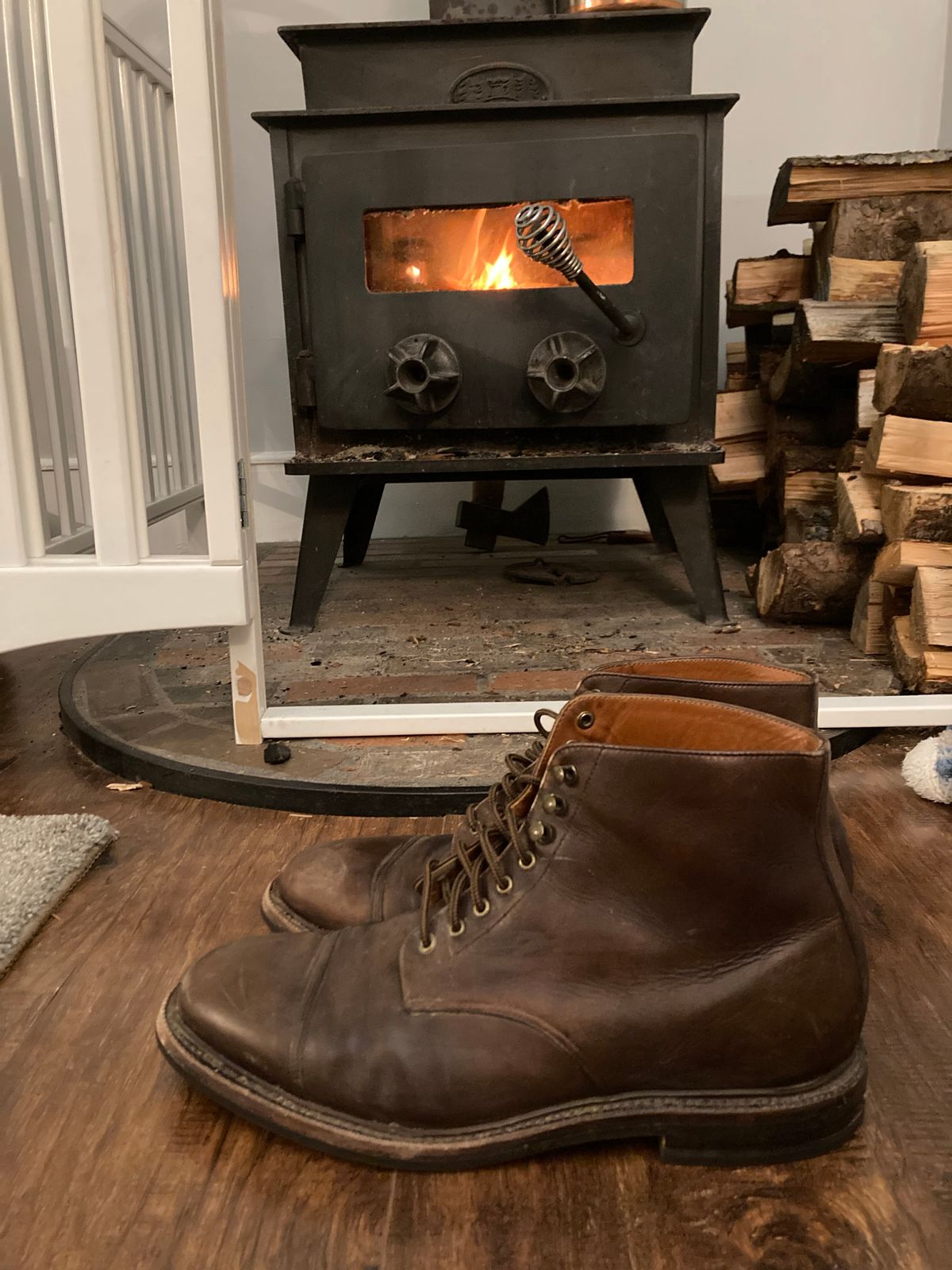 Photo by Shawn on November 10, 2022 of the Grant Stone Cap Toe Boot in D'Annonay Choco Rusticalf.