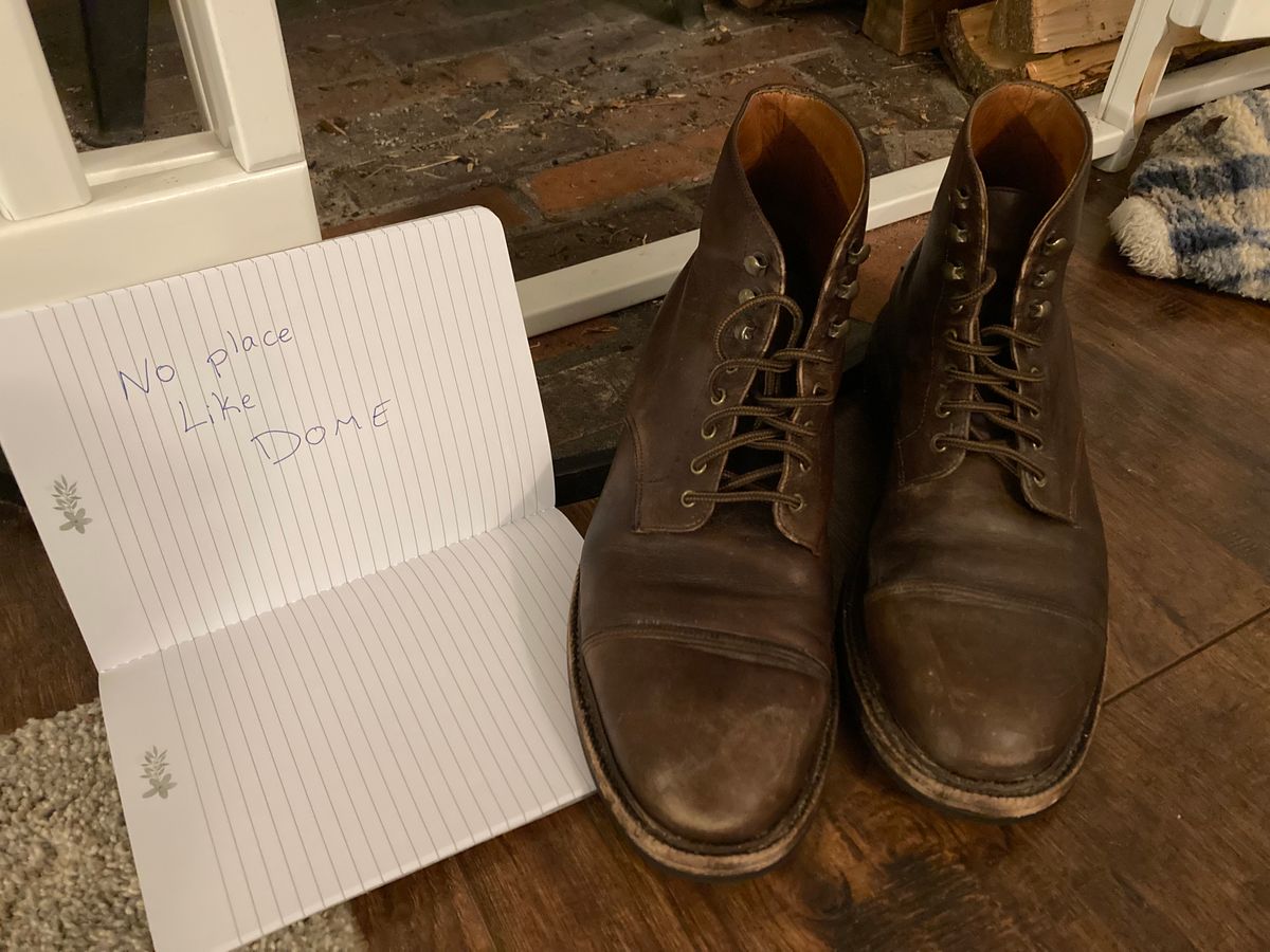 Photo by Shawn on November 10, 2022 of the Grant Stone Cap Toe Boot in D'Annonay Choco Rusticalf.