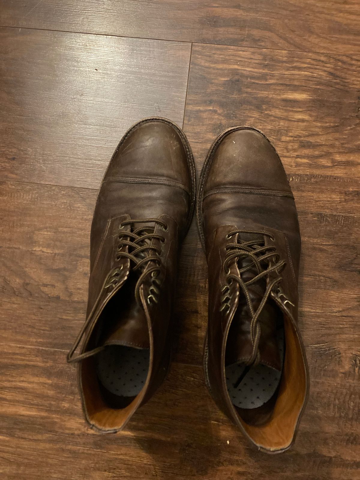 Photo by Shawn on November 10, 2022 of the Grant Stone Cap Toe Boot in D'Annonay Choco Rusticalf.