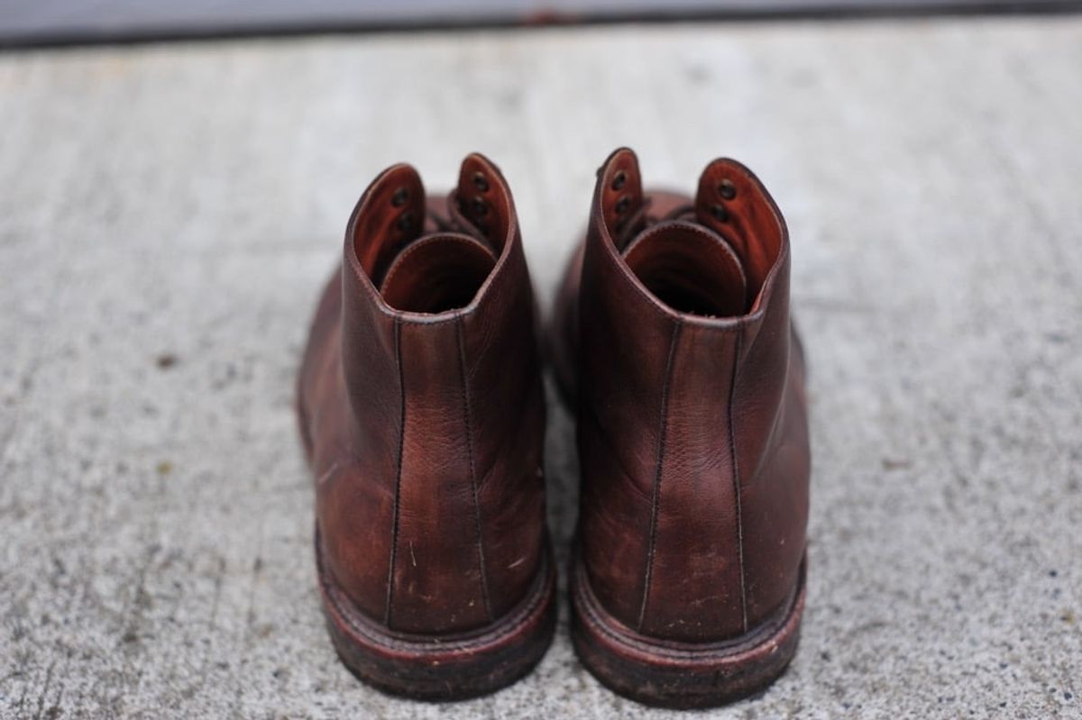 Photo by Shawn on December 5, 2022 of the Grant Stone Cap Toe Boot in D'Annonay Choco Rusticalf.