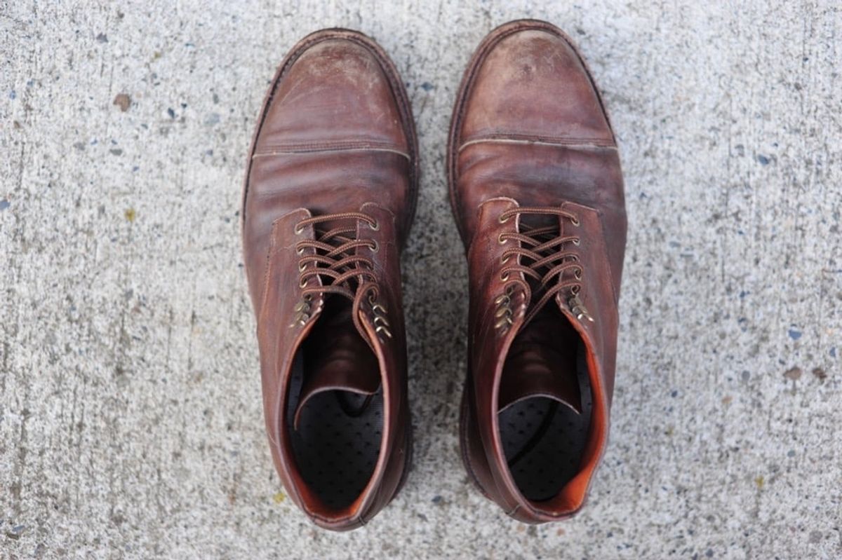 Photo by Shawn on December 5, 2022 of the Grant Stone Cap Toe Boot in D'Annonay Choco Rusticalf.