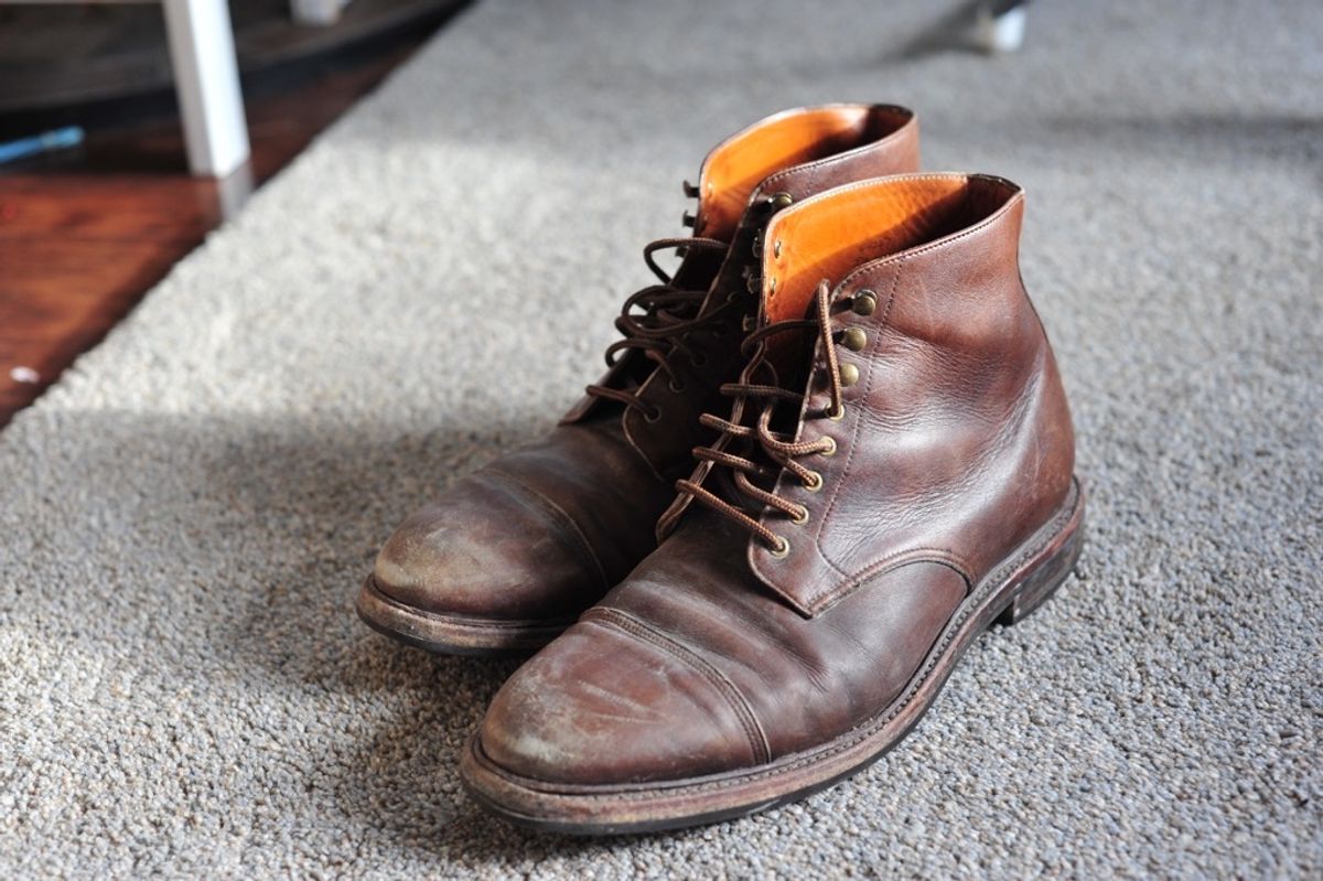 Photo by Shawn on January 3, 2023 of the Grant Stone Cap Toe Boot in D'Annonay Choco Rusticalf.