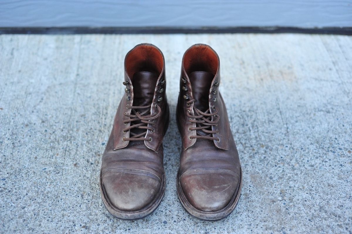Photo by Shawn on January 3, 2023 of the Grant Stone Cap Toe Boot in D'Annonay Choco Rusticalf.