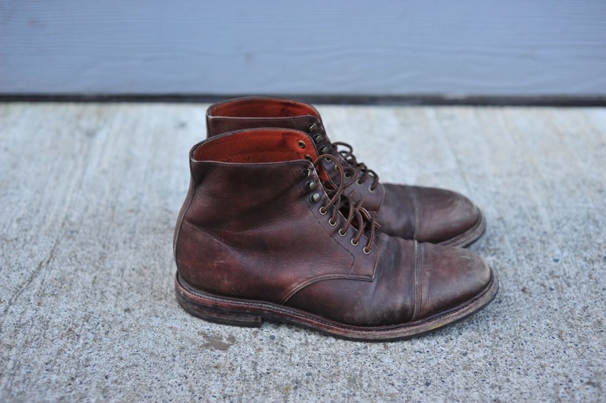Photo by Shawn on January 3, 2023 of the Grant Stone Cap Toe Boot in D'Annonay Choco Rusticalf.