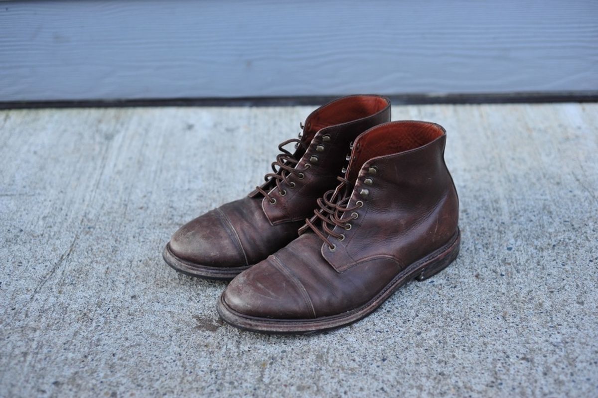 Photo by Shawn on January 3, 2023 of the Grant Stone Cap Toe Boot in D'Annonay Choco Rusticalf.