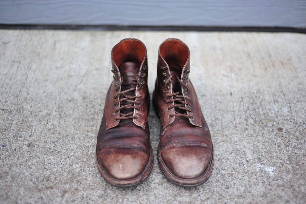 Photo by Shawn on March 6, 2023 of the Grant Stone Cap Toe Boot in D'Annonay Choco Rusticalf.