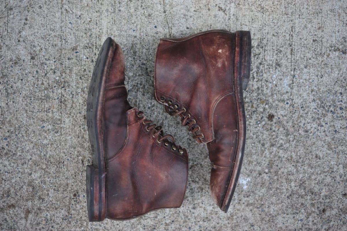 Photo by Shawn on March 6, 2023 of the Grant Stone Cap Toe Boot in D'Annonay Choco Rusticalf.
