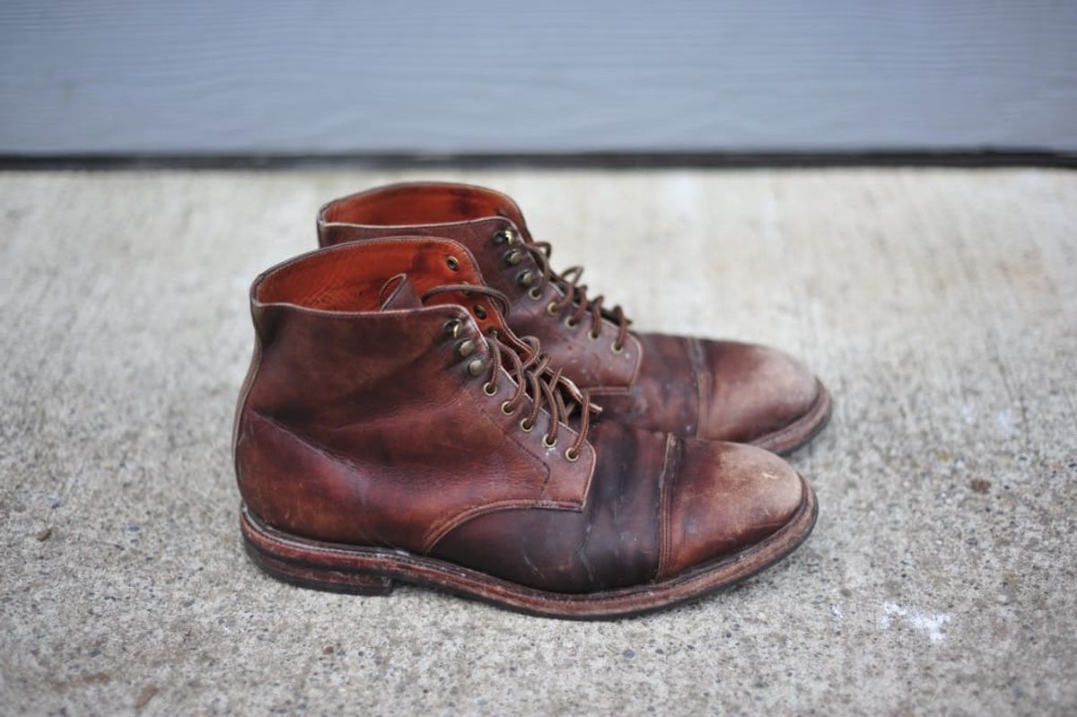 Photo by Shawn on March 6, 2023 of the Grant Stone Cap Toe Boot in D'Annonay Choco Rusticalf.